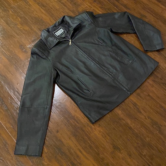 Vintage CLIO Leather Black 100% Leather Coat Women’s Size 8 - Picture 5 of 15